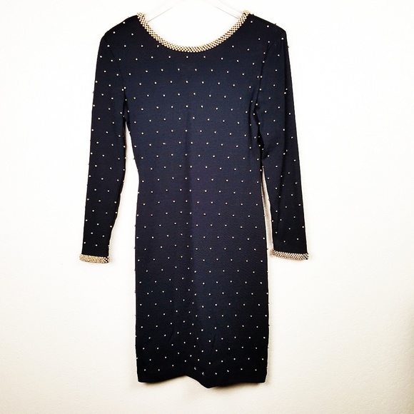 Vintage Hand Beaded Deep V Gold Black Dress 6 - Picture 5 of 13